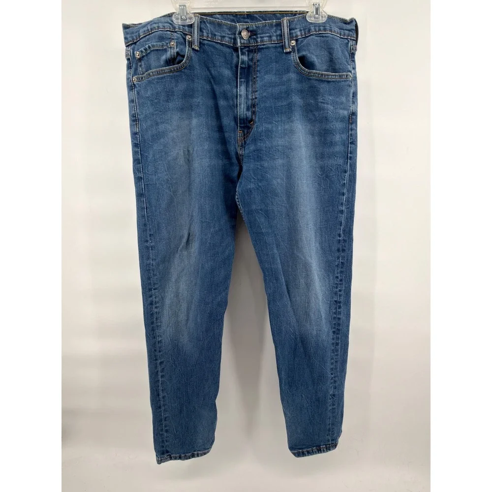 Levi's 502 Regular Taper Jeans Mens W38 L32 Dark Wash Blue Stretch‎ Denim